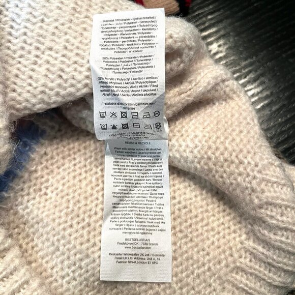 VERO MODA Fair Isle Nordic Sweater recycled materials - White Blue & Blush NWT S - Picture 10 of 10